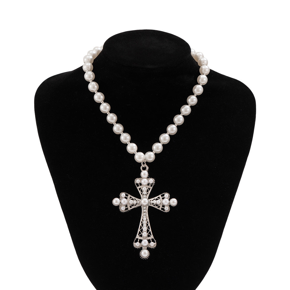 Wholesale Cyberpunk Cross Pearl  Necklace