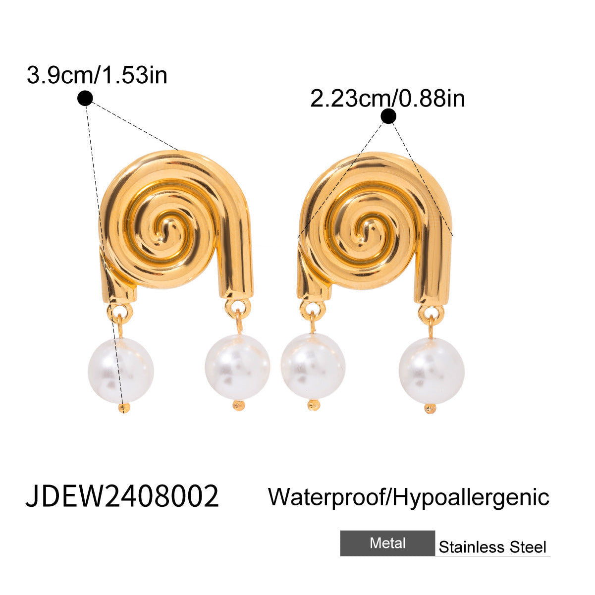 Wholesale stainless steel conch necklace pearl earrings zircon earrings