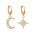 Wholesale  rhinestone eight Awn star asymmetric earrings