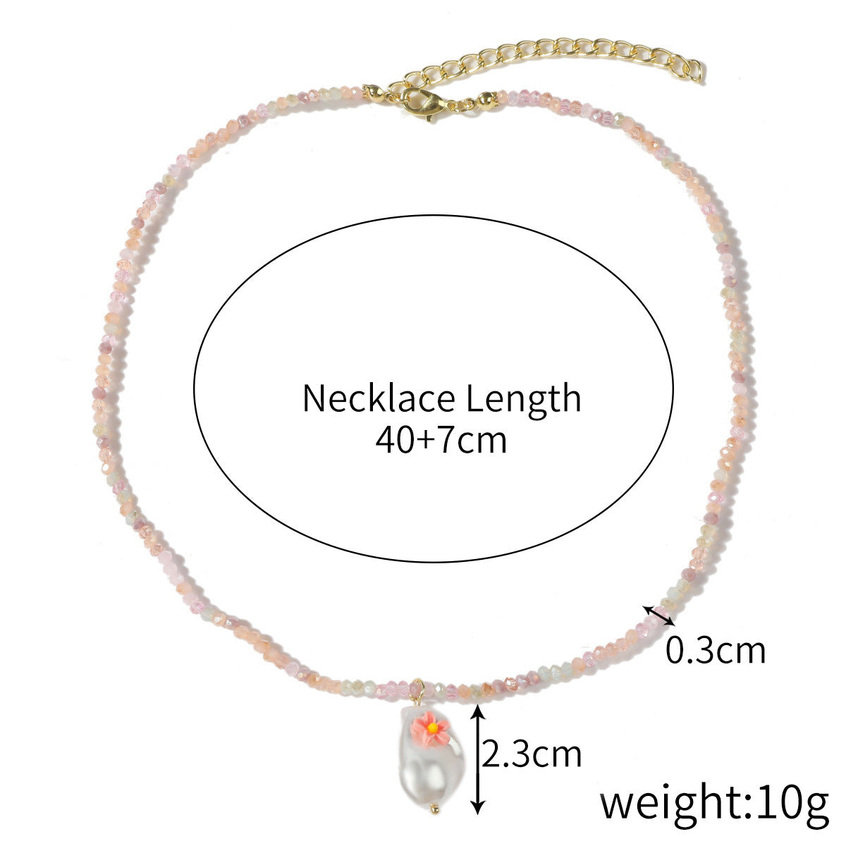 Wholesale  Non-Fading Simple Rice Bead Beaded Necklace Women' s Light Luxury Niche Design Color Crystal Necklace
