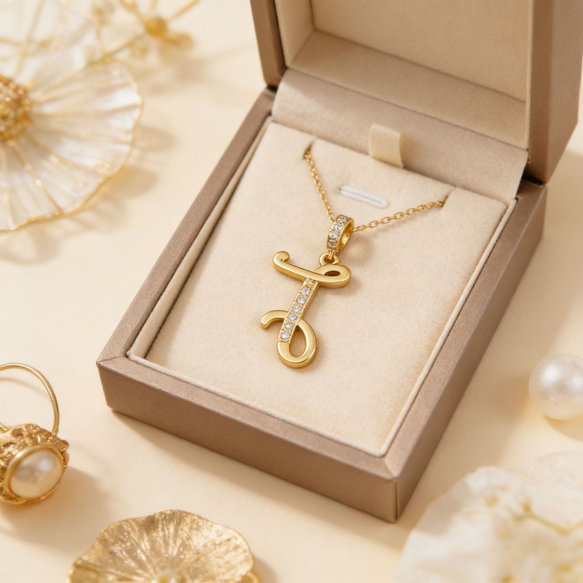 Wholesale Gold Plated Copper Letter Pendant with Zircon,  Pan Style DIY Necklace Accessory