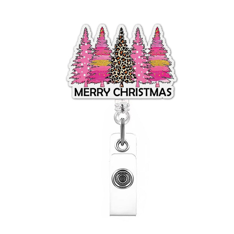 Wholesale acrylic Christmas office staff name tag retractable badge