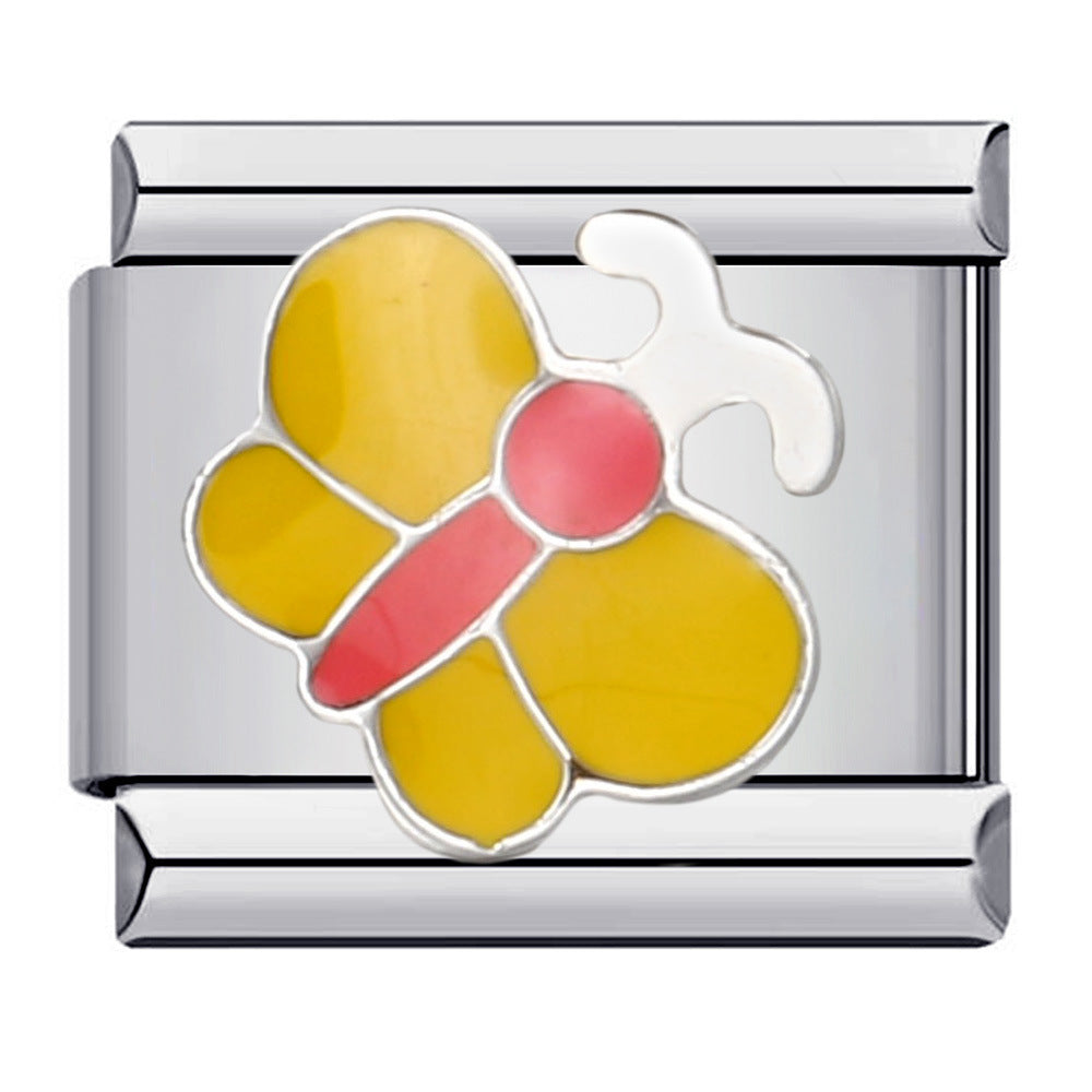 Wholesale Italian Charm Bracelet 9mm DIY Splicing Color Butterfly  Stainless Steel Composable Bracelet