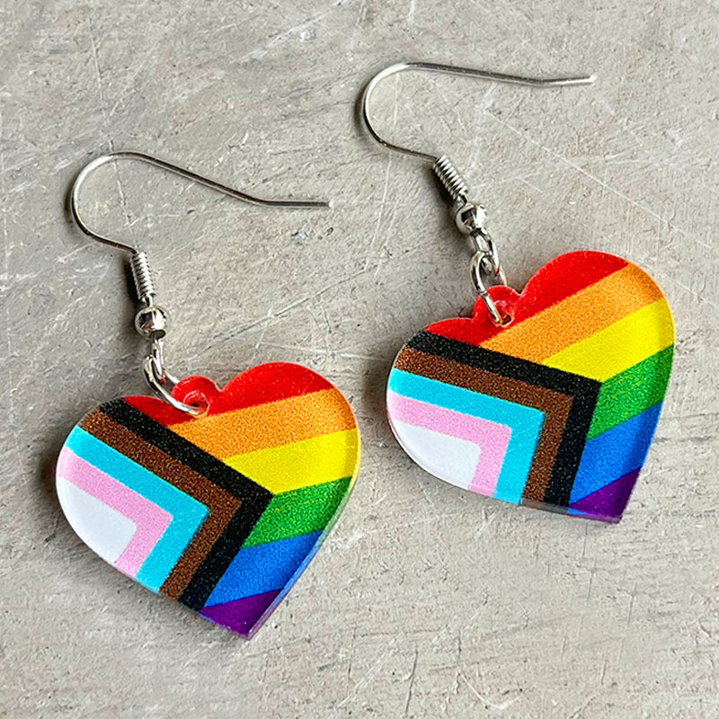 Wholesale 2 Pairs/pack LGBT Rainbow Heart Acrylic Earrings ACC-ES-HY065