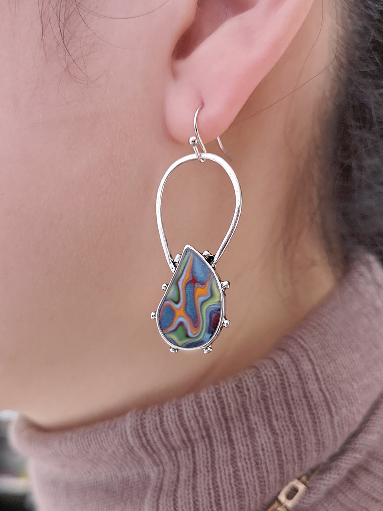 Wholesale Bohemian Style Colorful Agate Glass Earrings