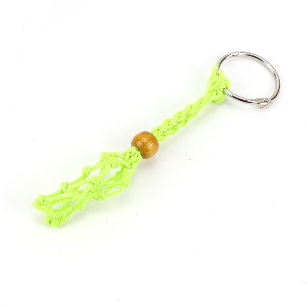 Wholesale Natural Stone Crystal Handwoven Mesh Bag Keychain Adjustable Retractable Mesh Bag ACC-KC-HanX002
