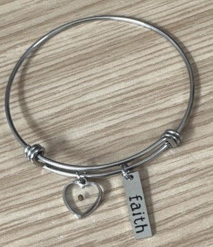 Wholesale stainless steel belief seed adjustable letter bracelet
