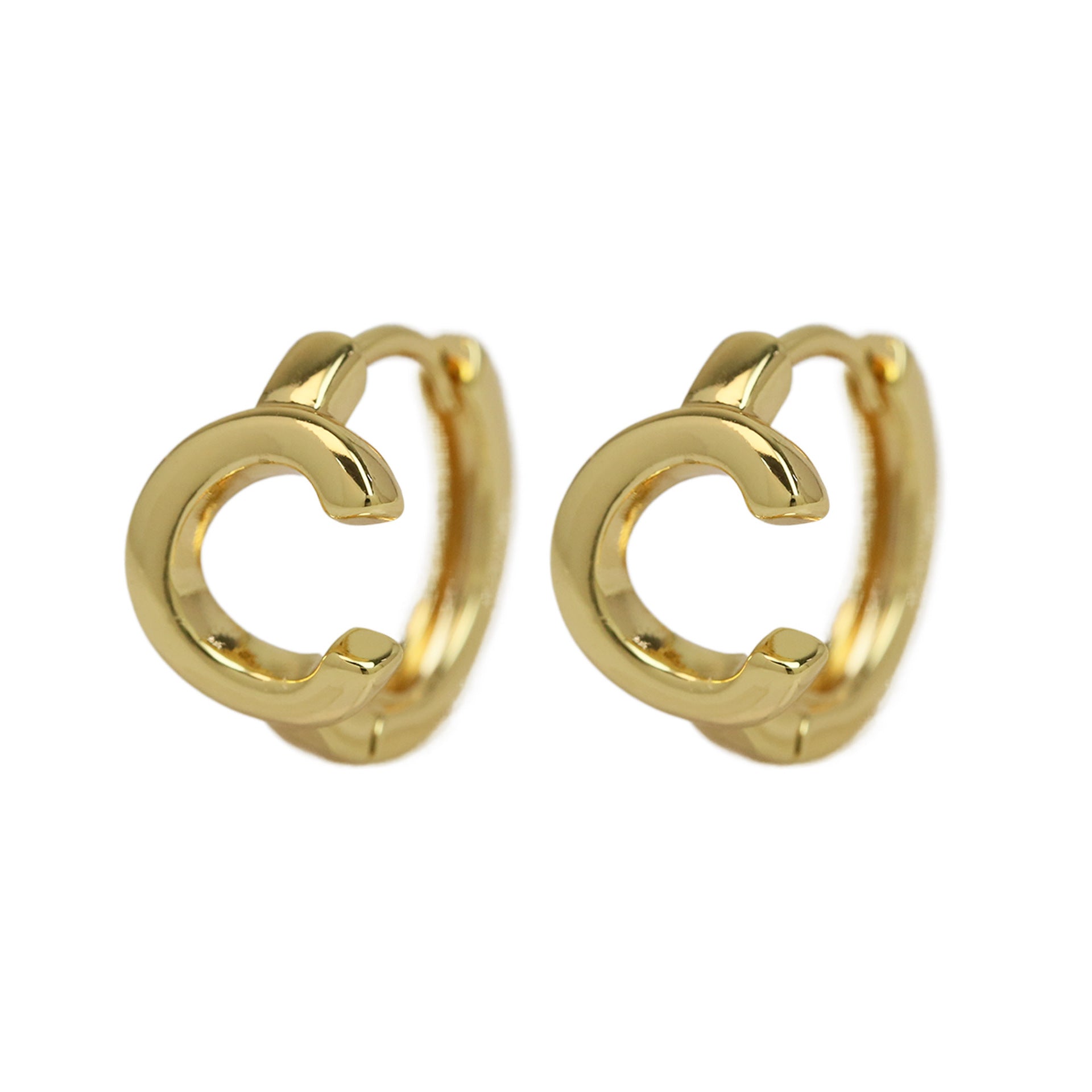 Wholesale 18k gold high-polished brass simple style 26 English letters earrings
