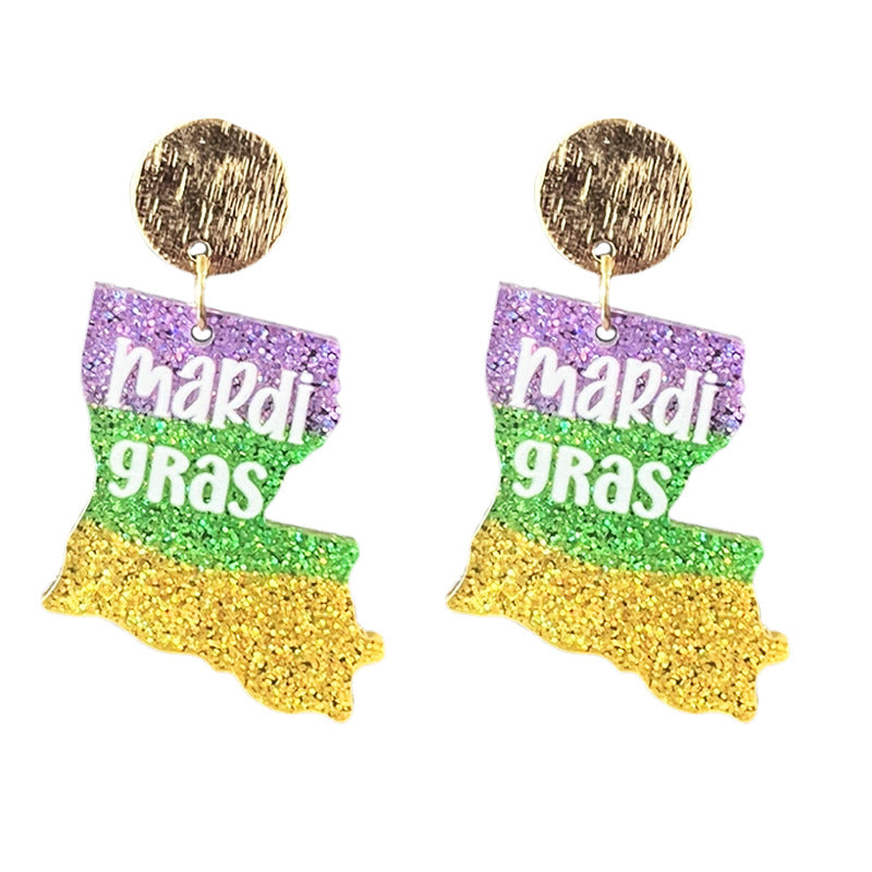 Wholesale 2pcs/ pack Acrylic Carnival Bow Earrings