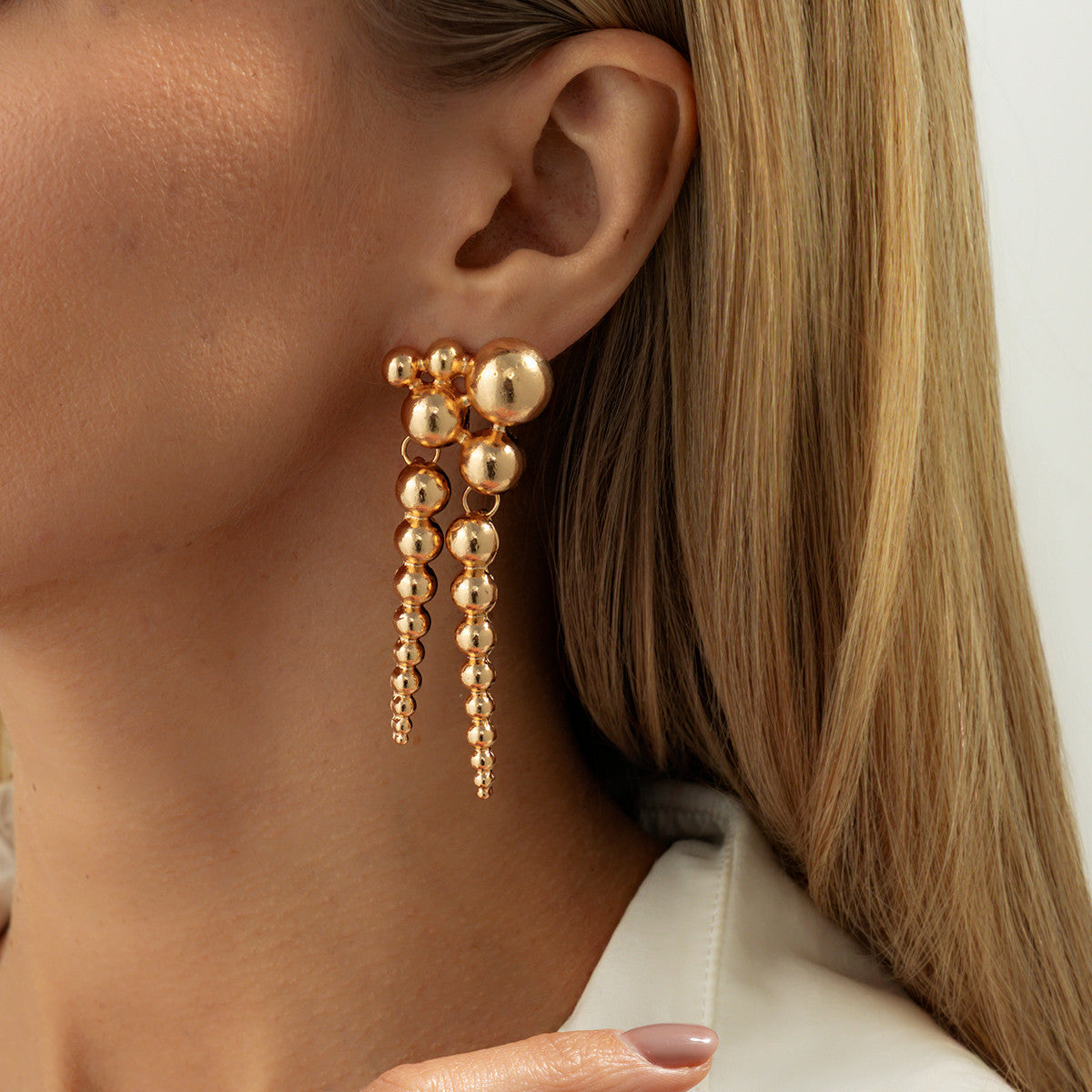 Wholesale Exaggerated Ccb Ball Bead Splicing Earrings