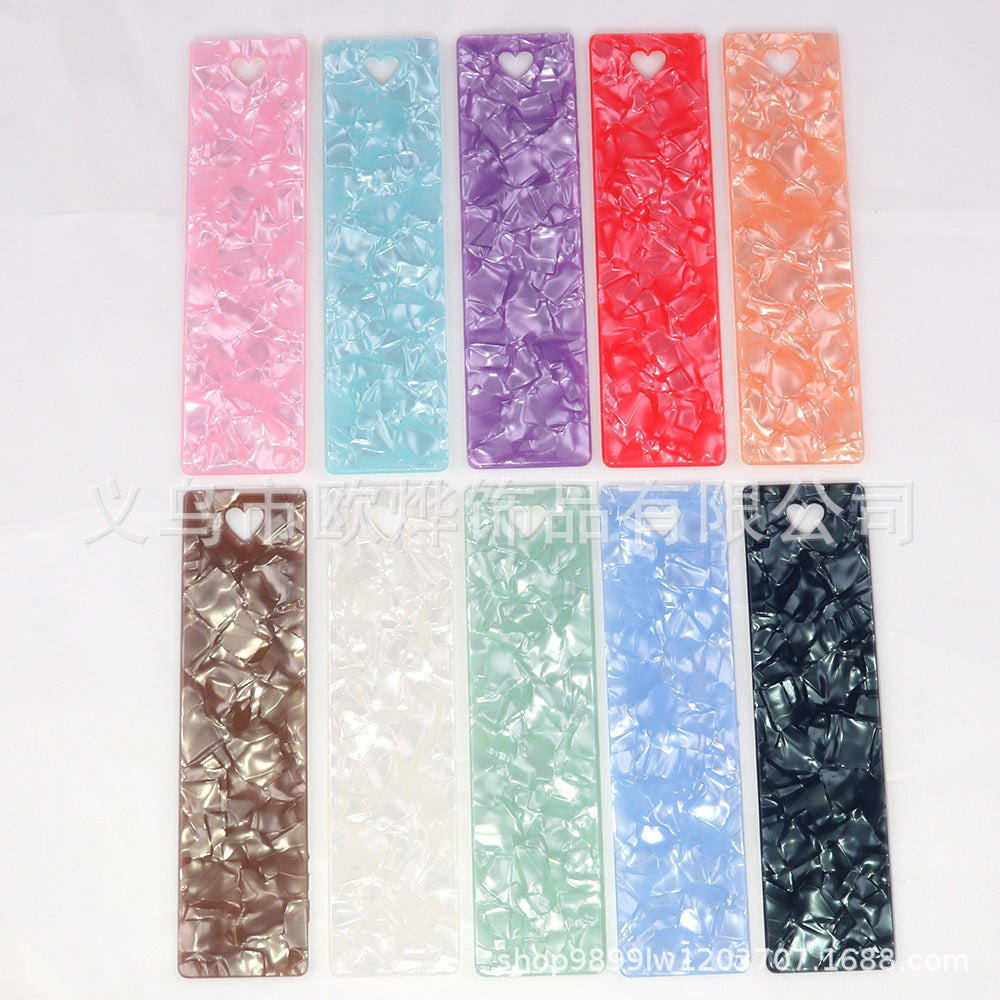 Wholesale 10PCS DIY Textured Acrylic Heart-shaped Bookmark with Keyhole Design