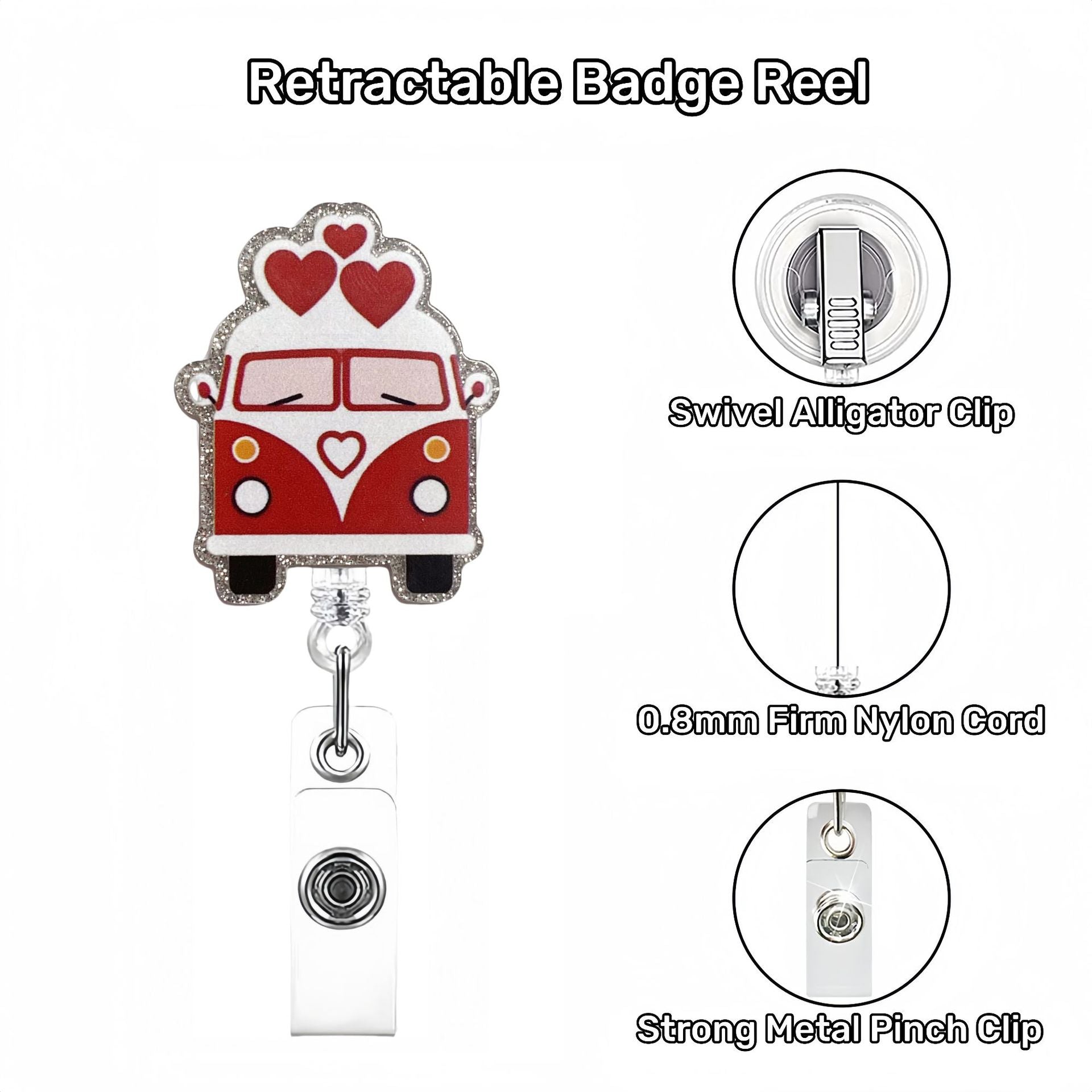 Wholesale Acrylic Badge Reel Keychain with Fun Pattern