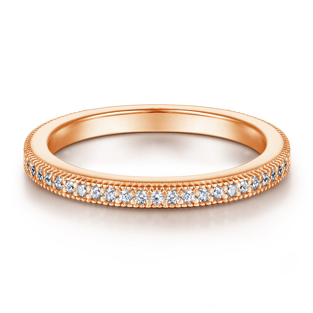 Wholesale  s925 sterling silver inlaid zircon full diamond row diamond ring