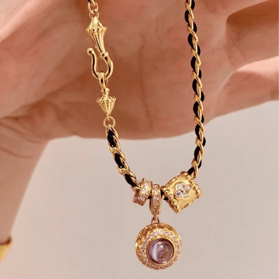 Wholesale Copper Electroplated Black Gold Purple Crystal Zircon Bracelet For Women Stylish Jewelry Accessory