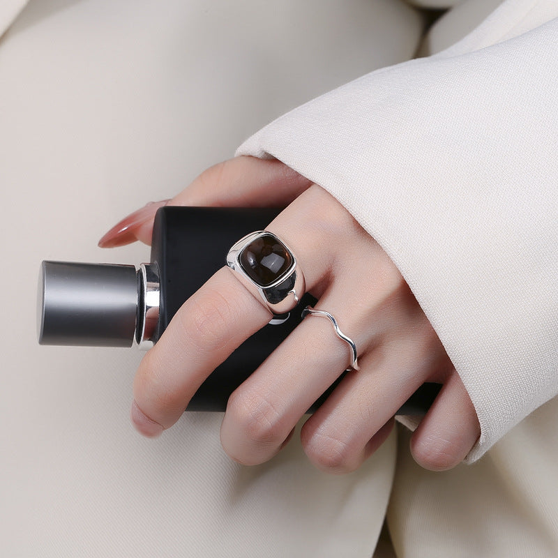 Wholesale S925 sterling silver tea crystal ring does not fade ring