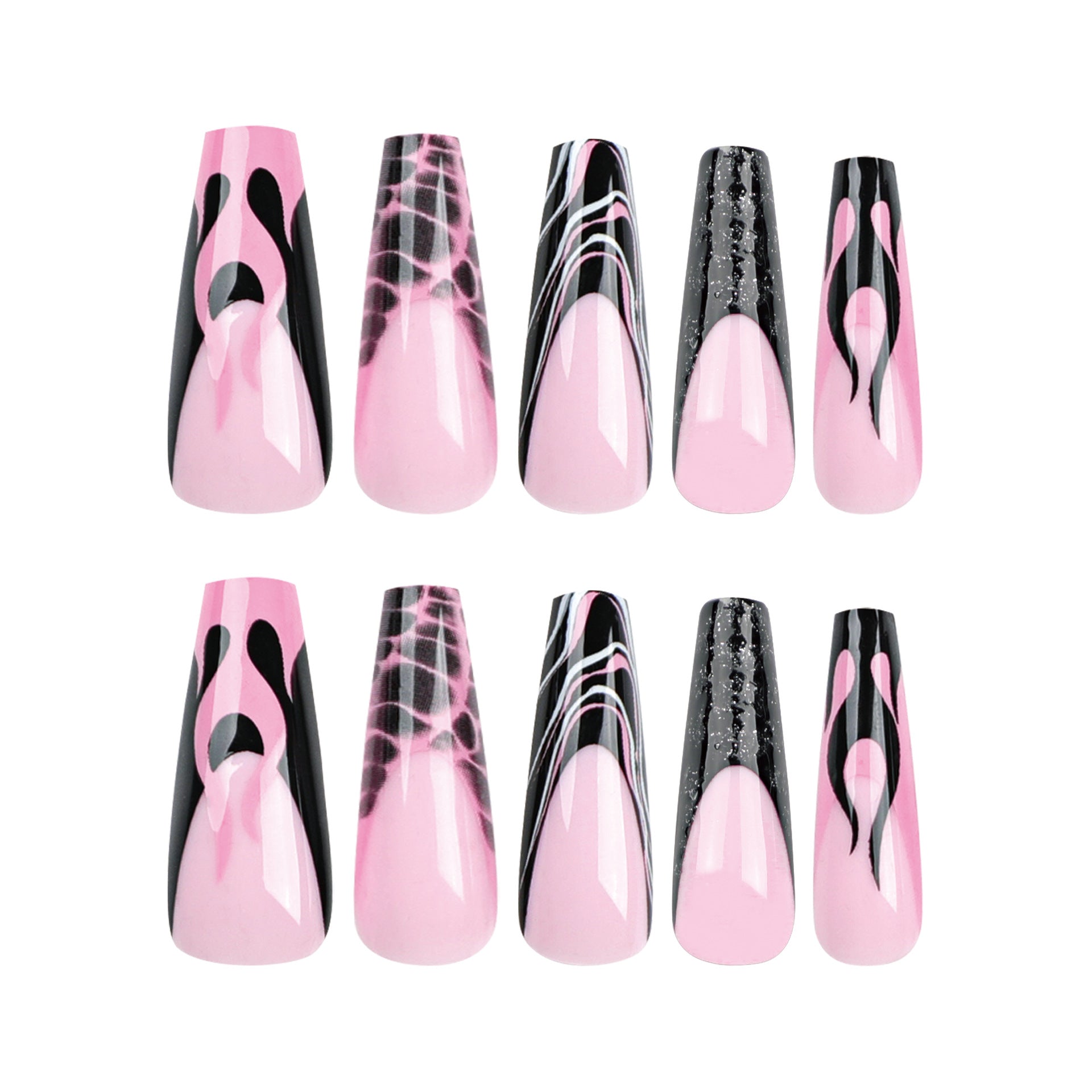 Wholesale 24 Pieces/box Flame Press-on Nails Kits Nail Stickers ACC-NS-LeFan069