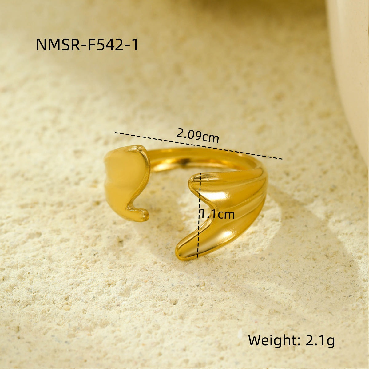 Wholesale stainless steel open ring 18K gold non-fading multi-layer geometric hollow  ring