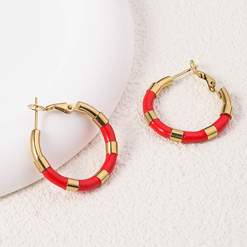 Wholesale Enamel Bamboo Earrings ACC-ES-RuiX007