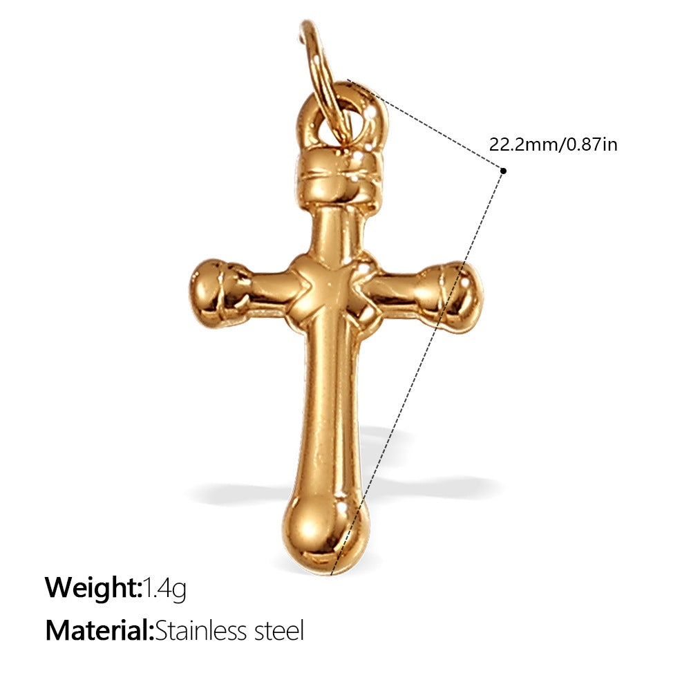 Wholesale Irregular Cross-Shaped DIY Stainless Steel Pendant Full Diamond Jewelry Accessories Necklace Zircon Diamond Inlaid
