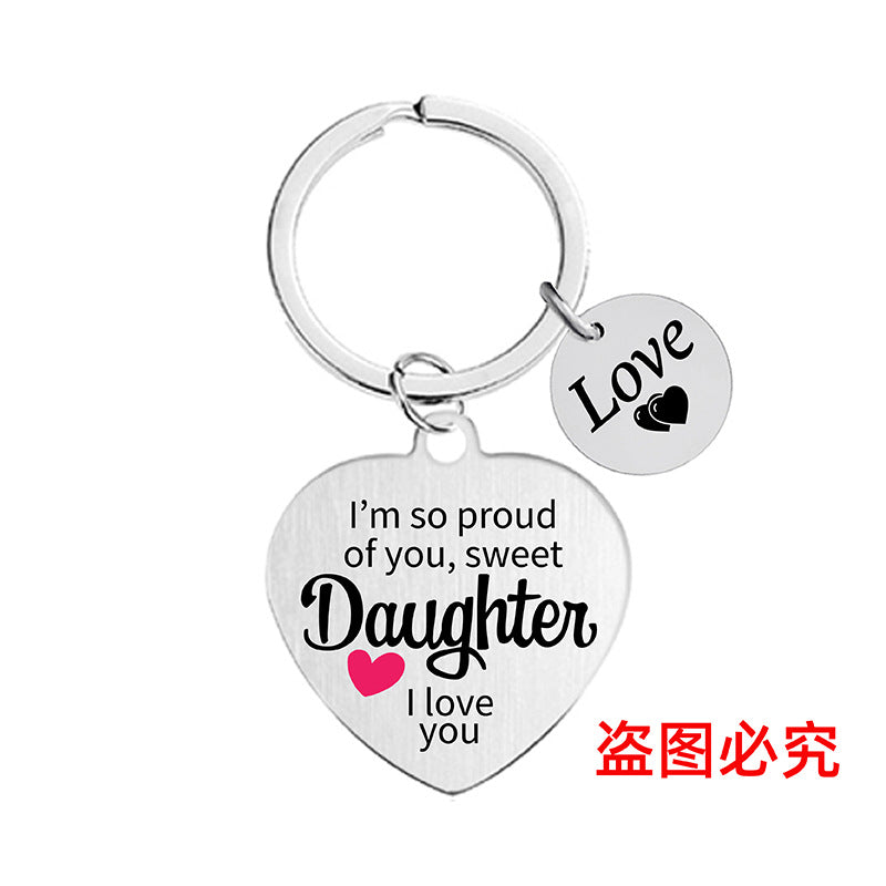 Wholesale Color Printing Family Affection Inspirational Dad Mom Sister Brother Metal Keychain Holiday Gift ACC-KC-Ganggu019