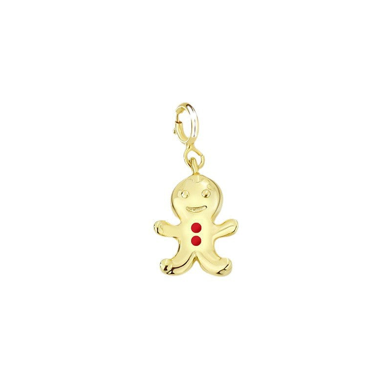 Wholesale 925 Sterling Silver Christmas Ornaments Cute Gingerbread Man Necklace ACC-NE-YuanFan003