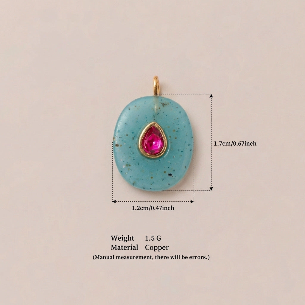Wholesale Cross-Border Independent Website New Dopamine-Colored Birthstone Zircon Round and Square Cute DIY Pendant Gold-Plated