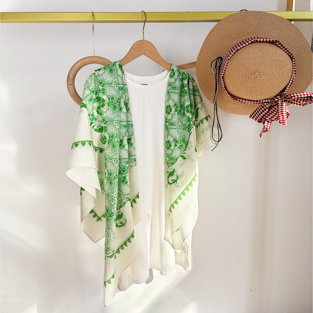 Wholesale Silk Cotton with Sun Protection 105cm Silk Scarf