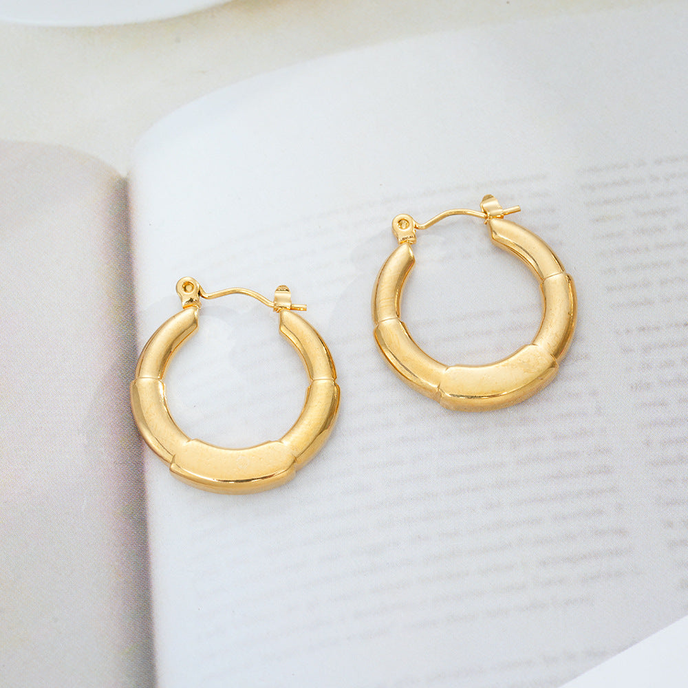 Wholesale Geometric 18K Gold Plated Titanium Steel Earrings - Chic Fashion Accessory for Women,  Gift or Boutique Resale