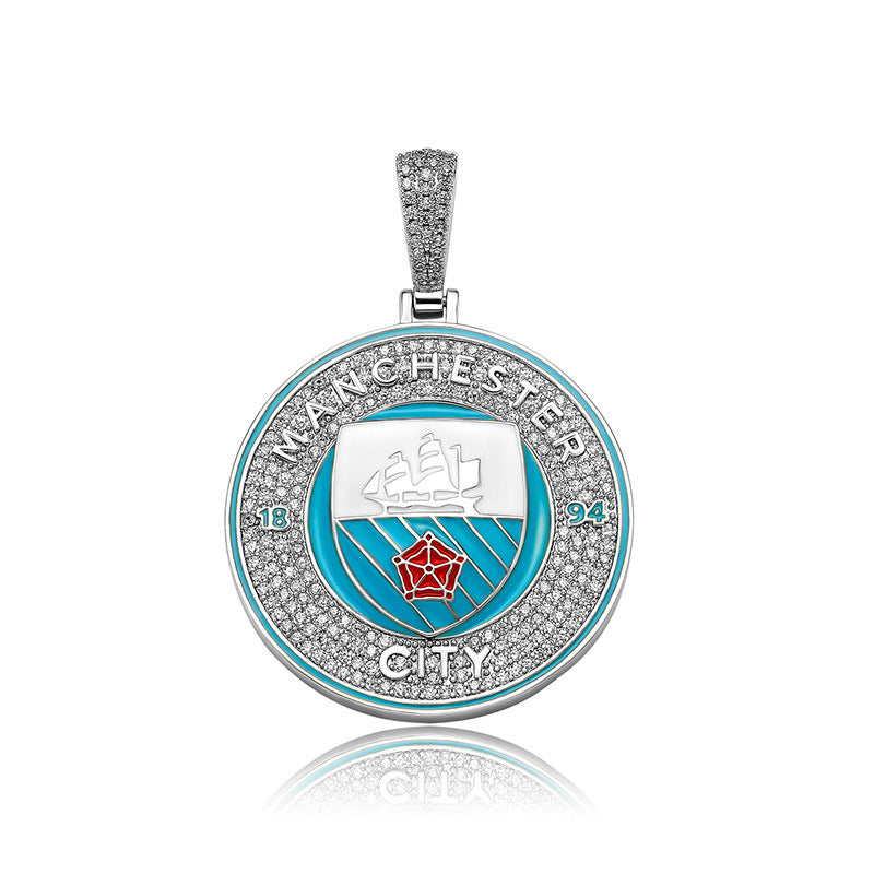 Wholesale Football Club Badge Pendant Colorful Oil Drop Pendant Necklaces ACC-NE-JIna001