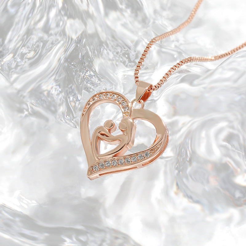 Wholesale mother-child pendant Mother's Day gift mother's love mother female heart-shaped necklace