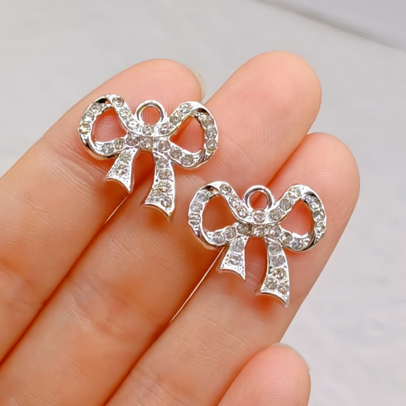 Wholesale 10pcs Casual Bow Pendant Accessories Diamond Small Pendant Alloy Accessories DIY Bracelet Jewelry Necklace Clothing Materials
