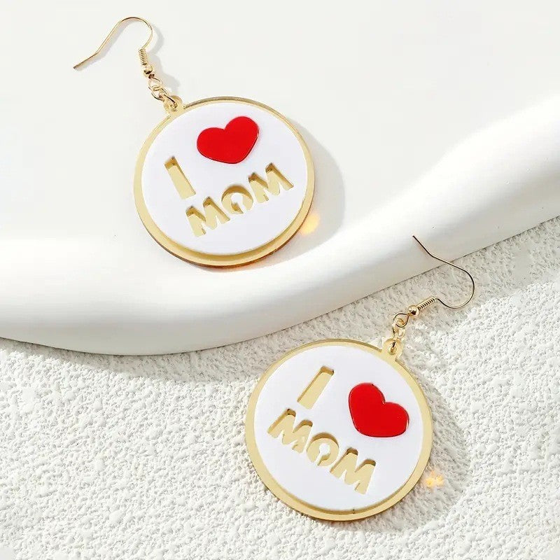 Wholesale Mother's Day Father's Day Round Pendant Elegant Simple Acrylic Earrings ACC-ES-AnDao005