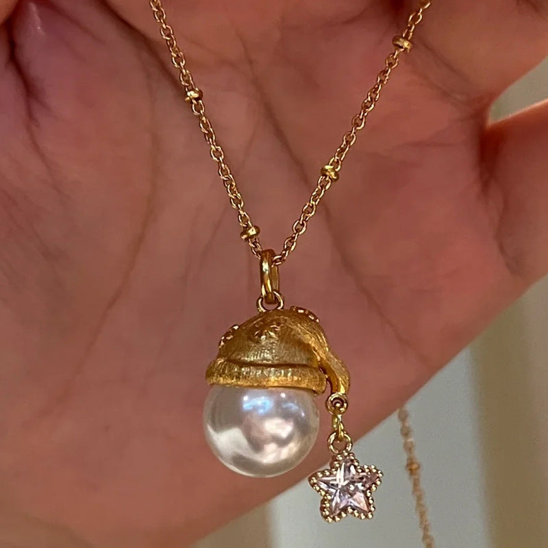 Wholesale Christmas hat star necklace