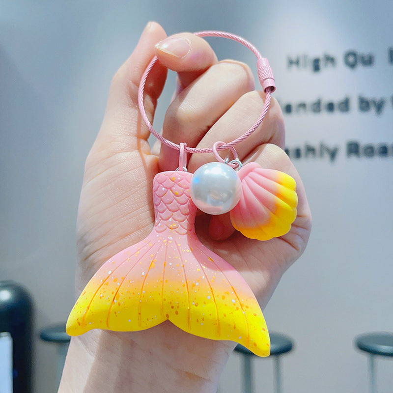 Wholesale Gradient Pearl Mermaid Tail Resin Keychain Cute Keychain ACC-KC-ShuoT011