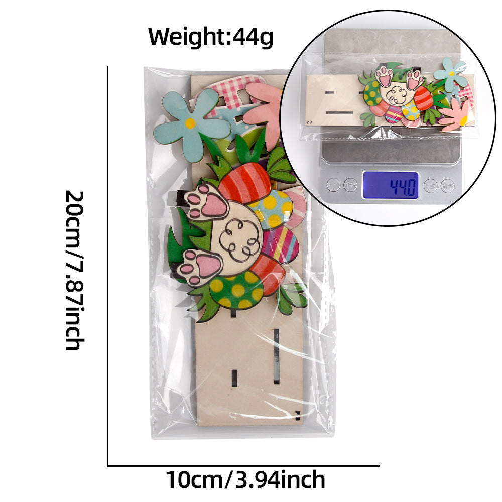 Wholesale Easter wooden crafts rabbit color egg wooden piece decoration