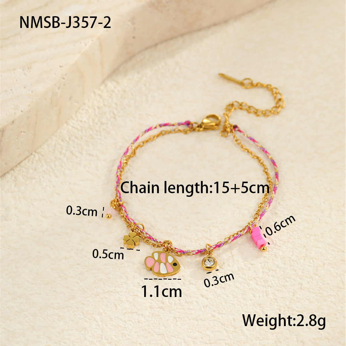 Wholesale  Ocean Braided Rope Bracelet Stainless Steel Plated 18K Gold Bracelet