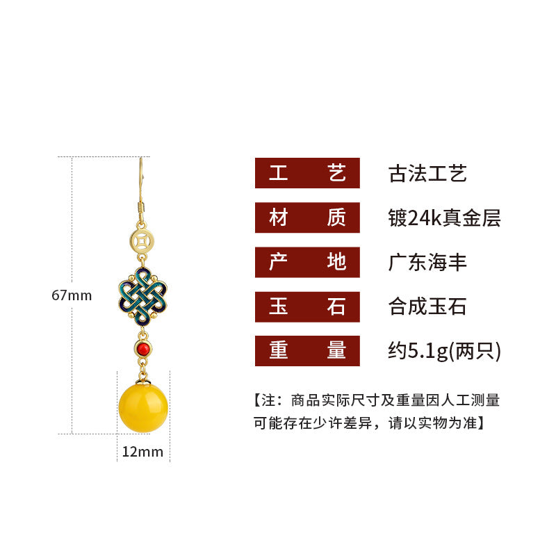 Wholesale Chinese Style Antique Jade Earrings - Trendy Fashion Accessory for Party Wear and Gift Boutique