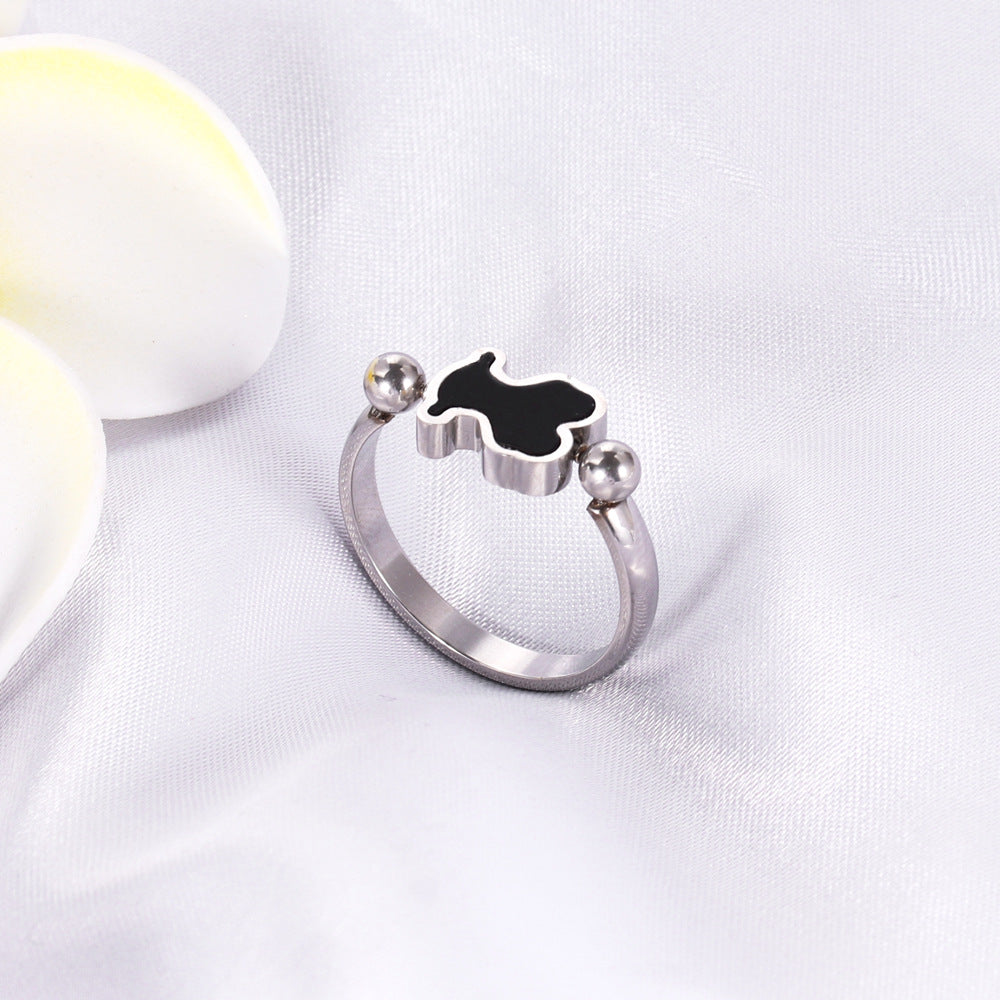Wholesale Stainless steel bear non-fading gold-plated fashion ring