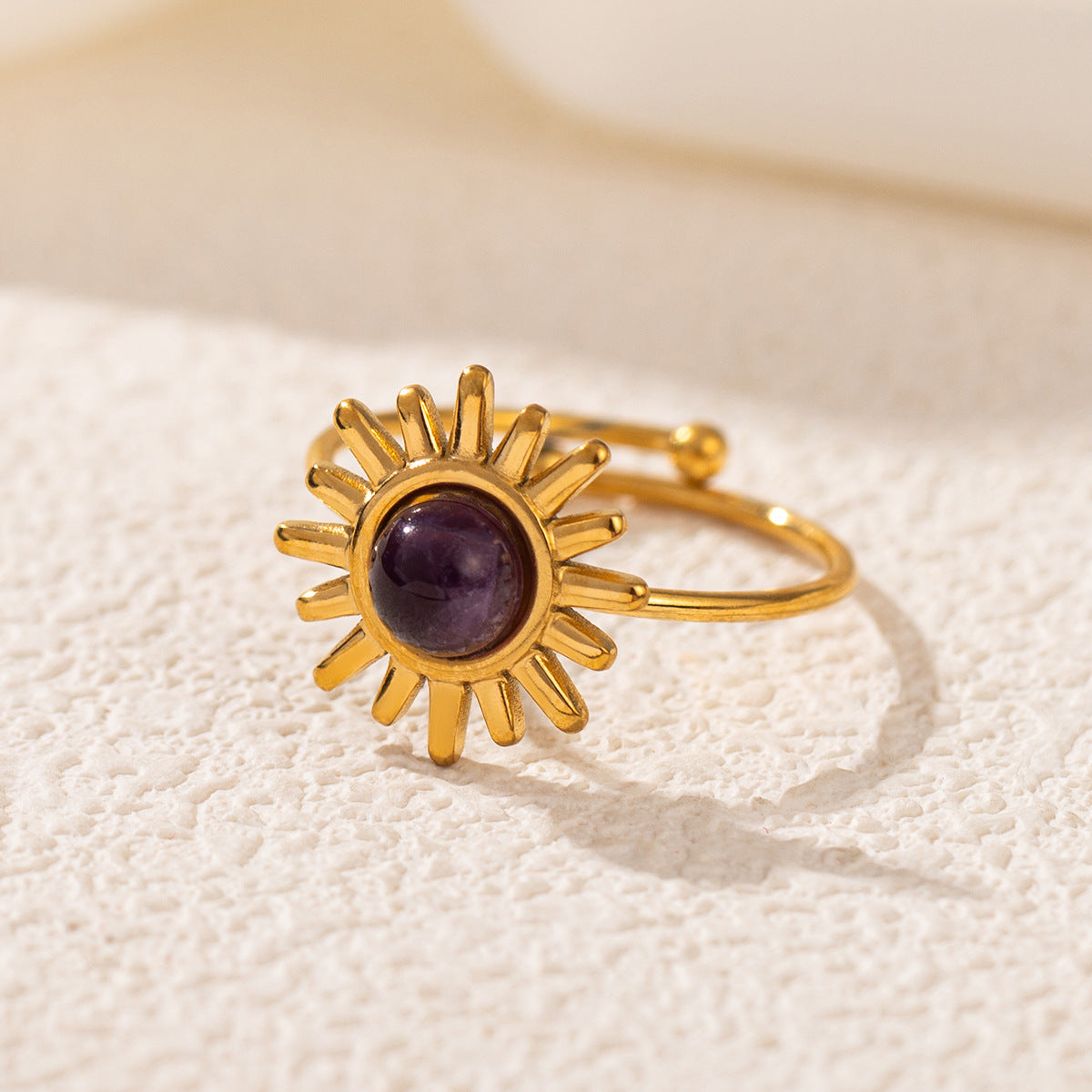 Wholesale Stainless Steel 18K Gold Open Turquoise Ring