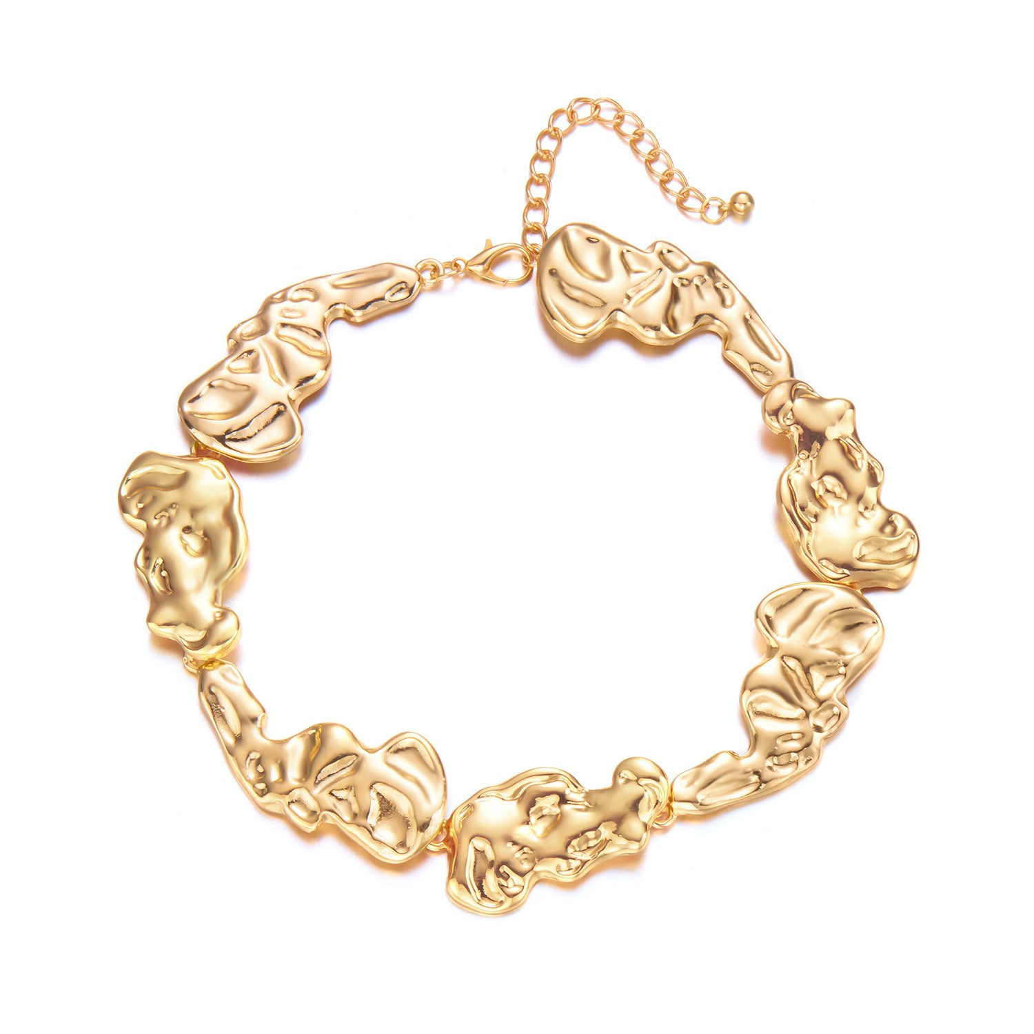 Wholesale Irregular pleated metal patchwork necklace