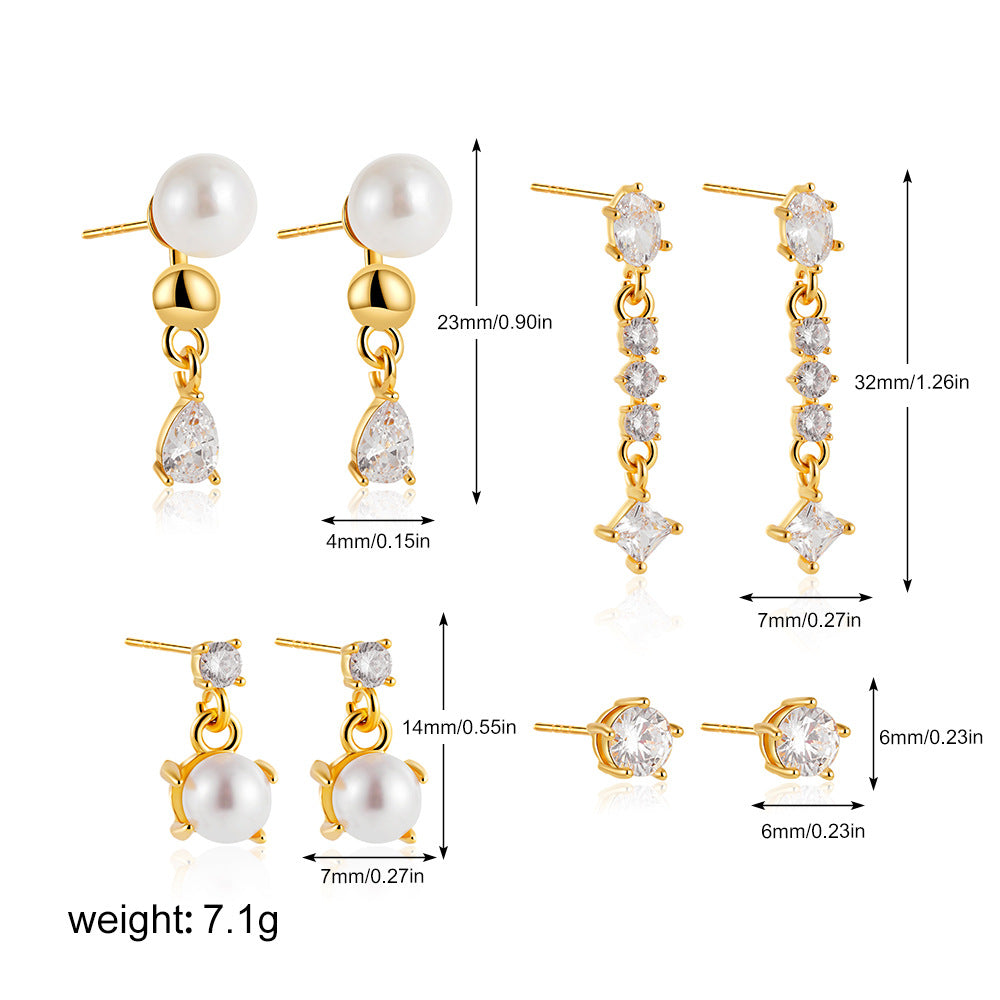 Wholesale 18K gold simple temperament inlaid zircon earrings