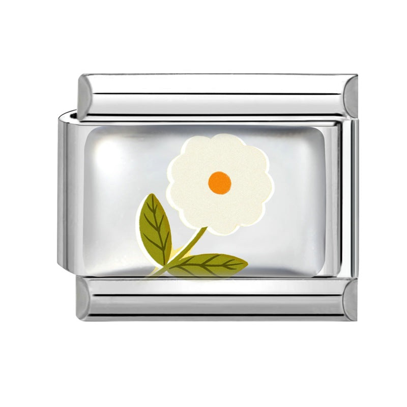 Wholesale 9mm Italian Charm Starter Bracelets DIY Flower Series Stainless Steel Composable Bracelet