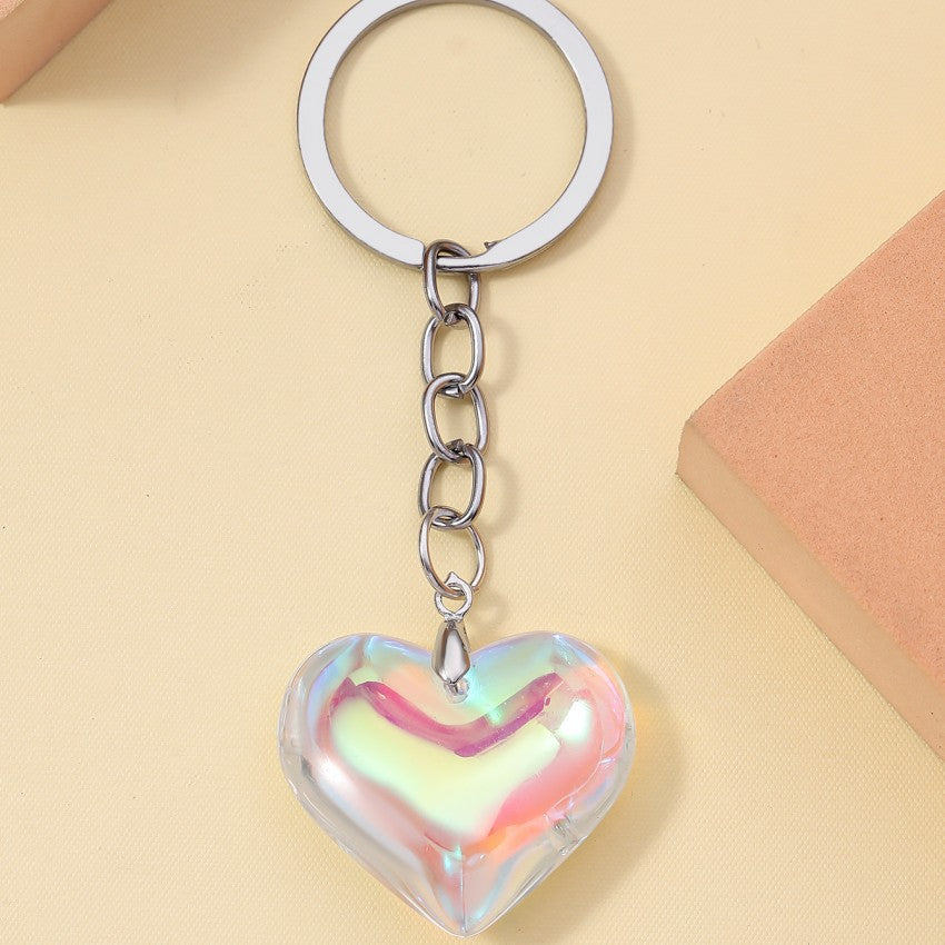 Wholesale 3D Colorful Glass Heart Keychains ACC-KC-RongRui010