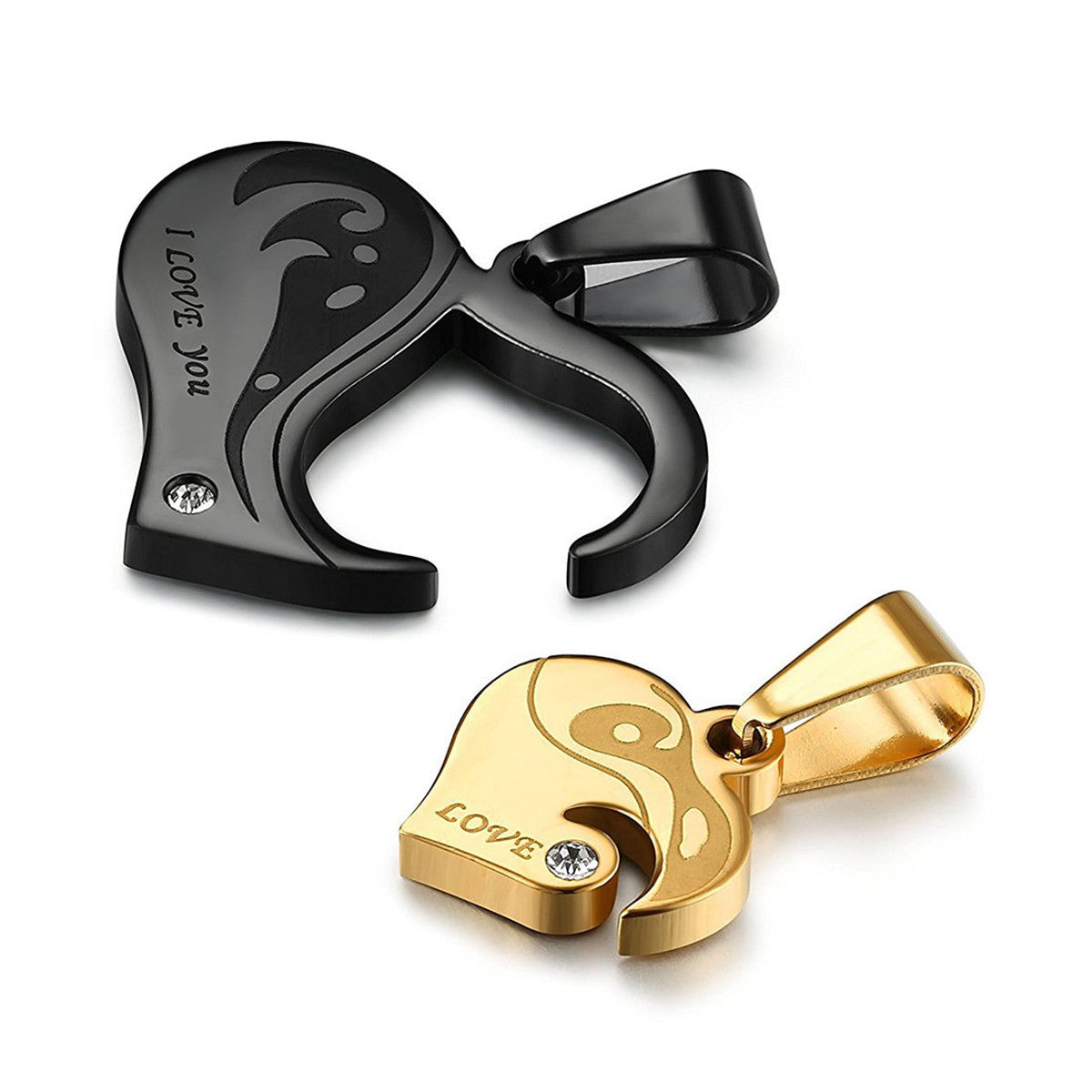 Wholesale stainless steel couple  heart shaped necklace