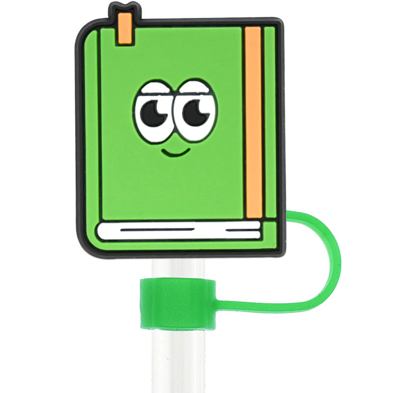 Wholesale Random 100pcs Back To School 10mm PVC Soft Glue Straw Tube Cap ACC-SCR-RYY095