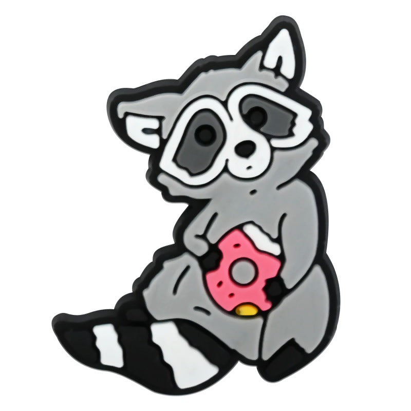 Wholesale Random 100pcs cute raccoon animal-themed  PVC Soft Rubber Shoe Buckle Decoration