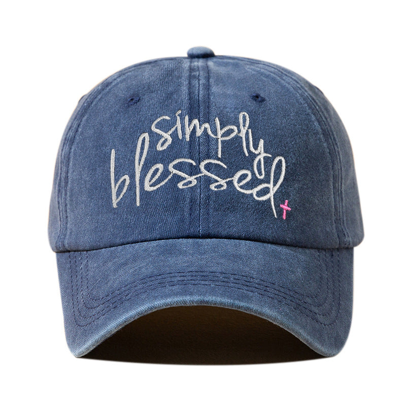 Wholesale Simply Blessed Embroidered Wide Brim Washed Baseball Cap Hat ACC-HT-BenDe001