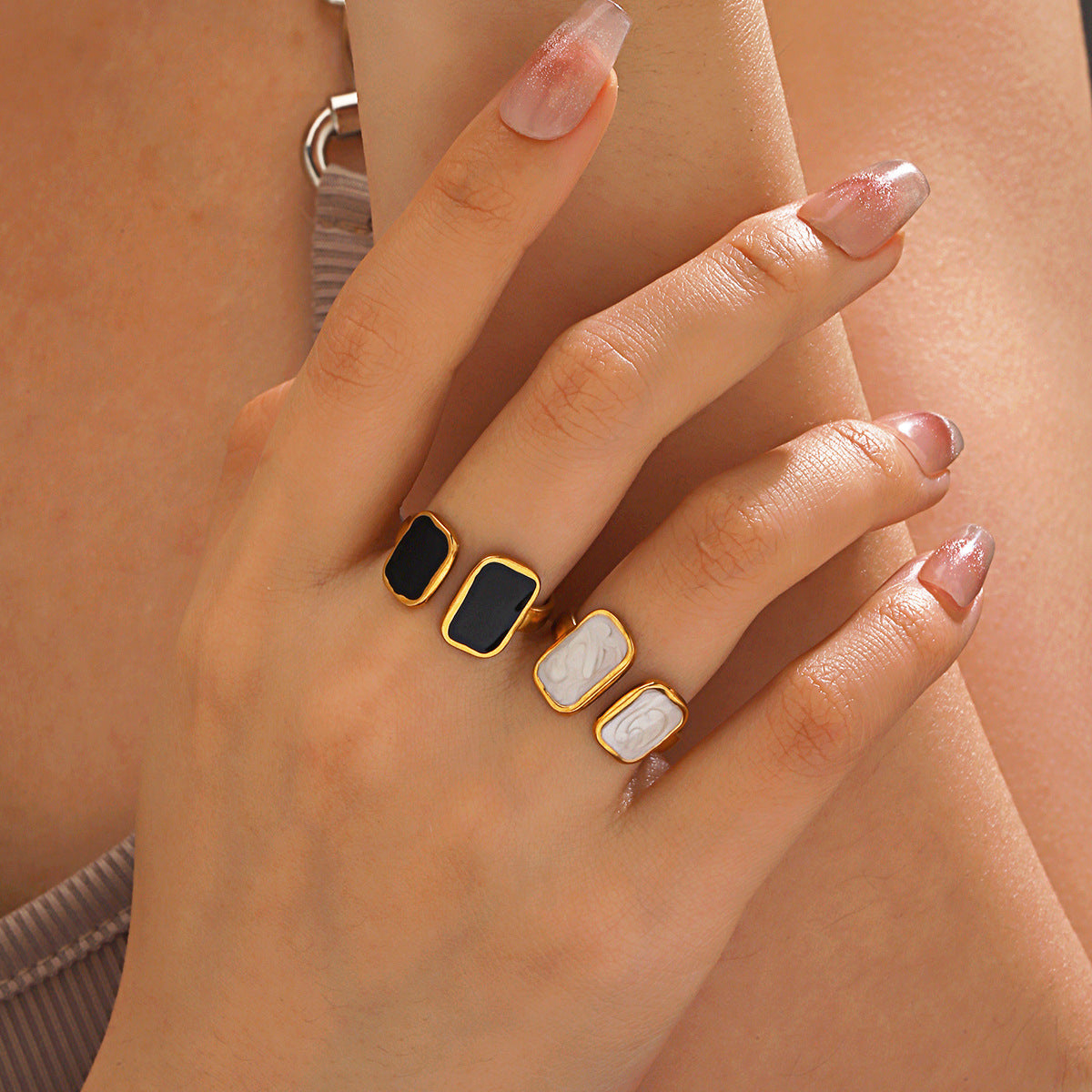 Wholesale French Retro Geometric Open Ring - Stainless Steel Fashion Accessory for Everyday Wear or Gift