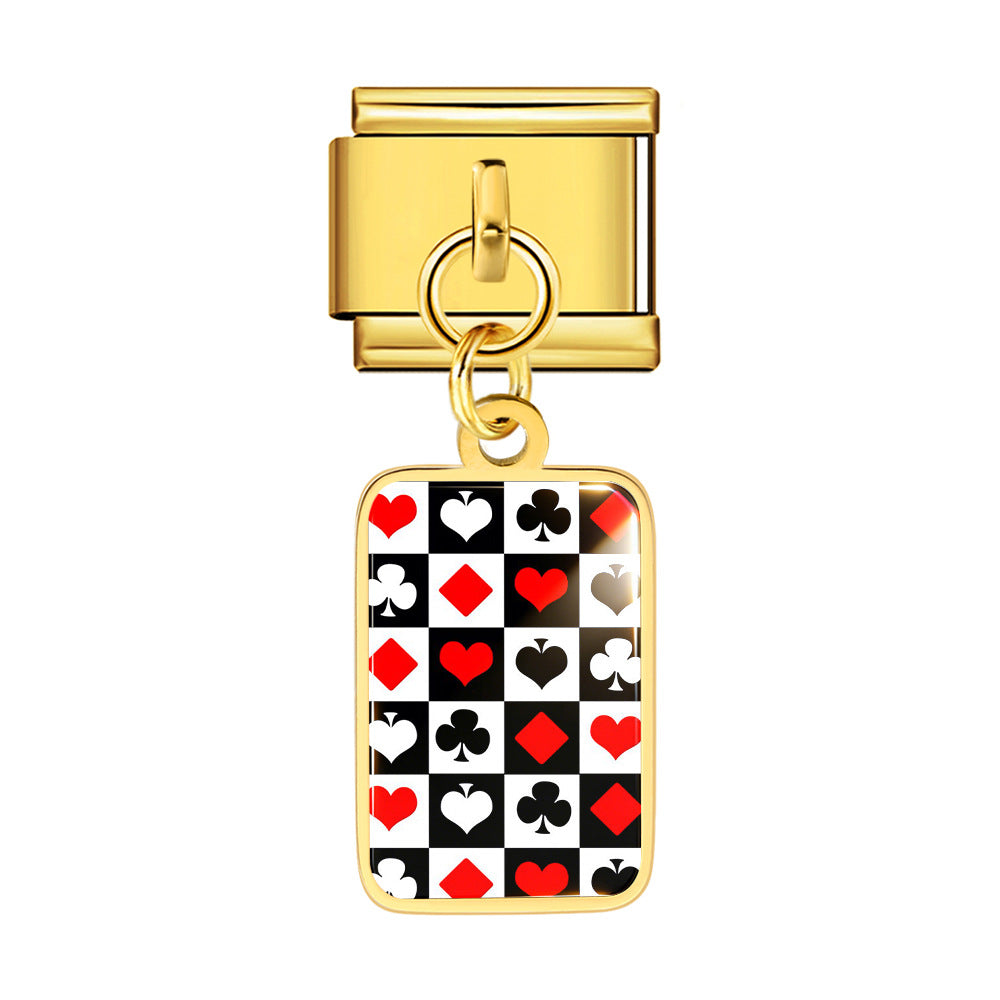 Wholesale Trendy Playing Card Pendant Stainless Steel Bracelet Fashion Accessory For Boutique Resale