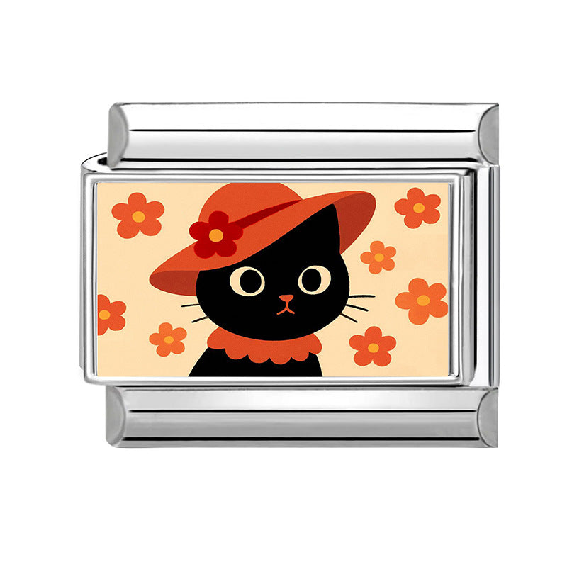 Wholesale Land Animal Italian Charms DIY pets Single Section Creative Stainless Steel Composable Bracelet